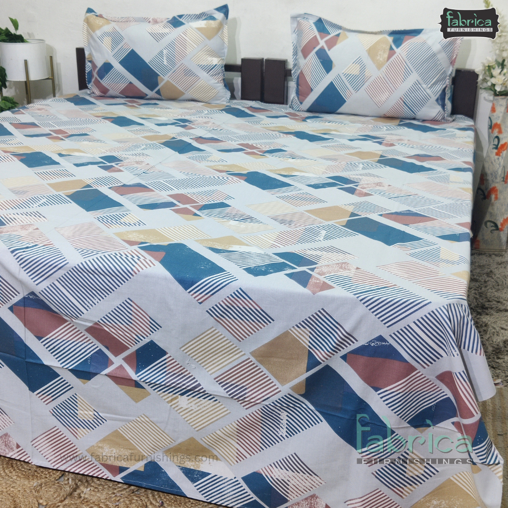 Petal Paradise Queen Size Pure Cotton Printed Bedsheet