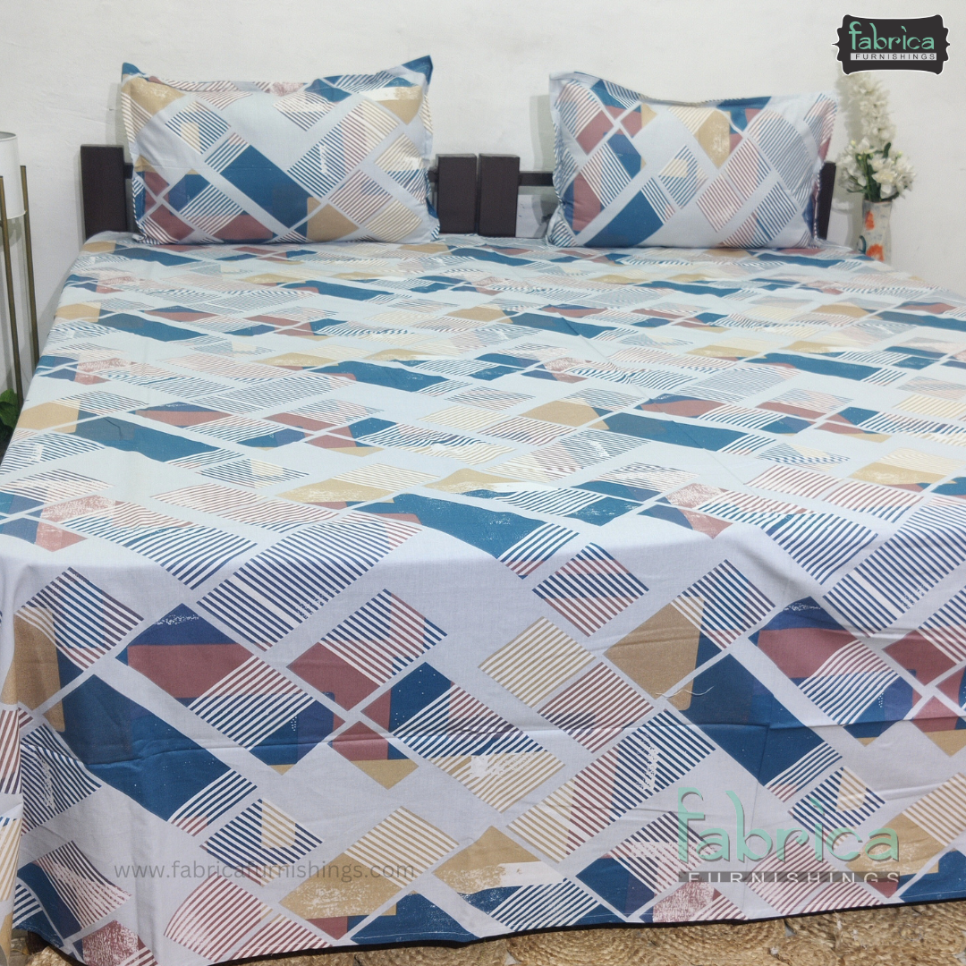 Petal Paradise Queen Size Pure Cotton Printed Bedsheet