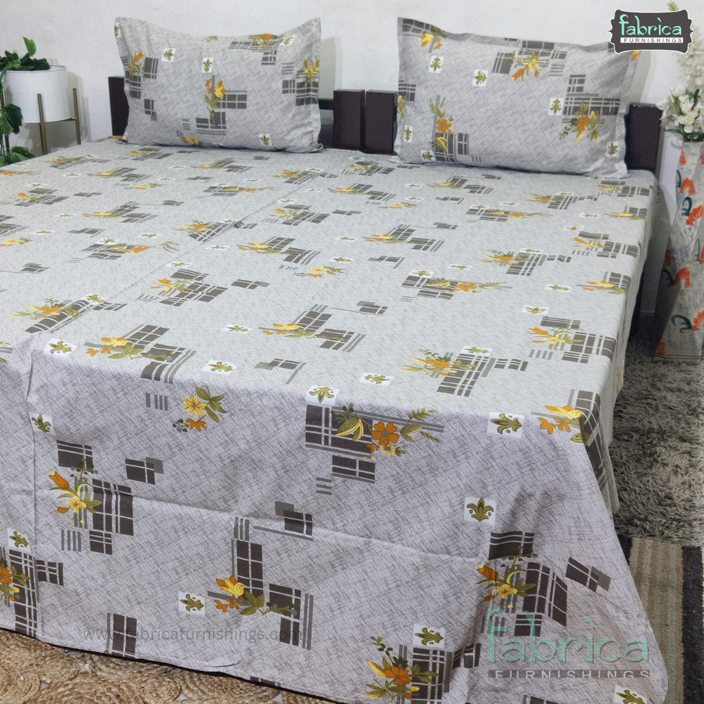 Petal Paradise Queen Size Pure Cotton Printed Bedsheet