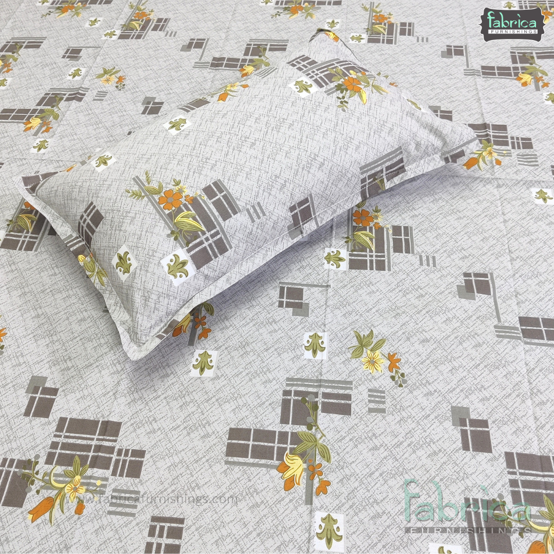 Petal Paradise Queen Size Pure Cotton Printed Bedsheet