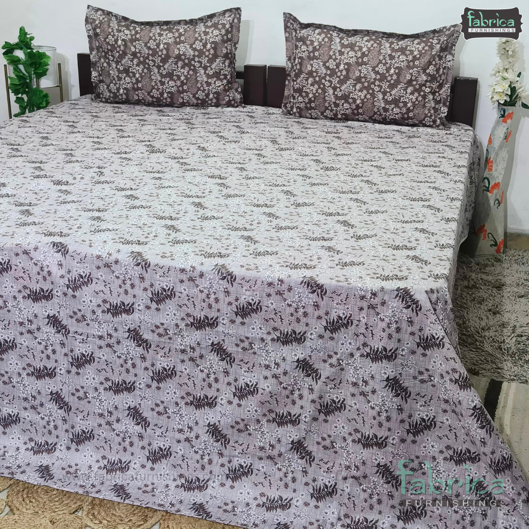 Petals Perra King Size Pure Cotton  Printed Bedsheet Set