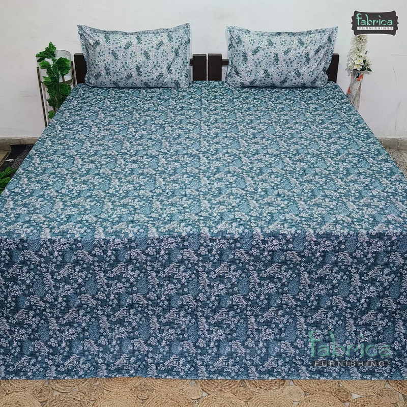 Petals Perra King Size Pure Cotton  Printed Bedsheet Set