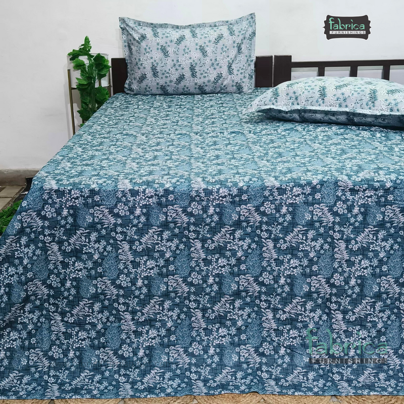 Petals Perra King Size Pure Cotton  Printed Bedsheet Set