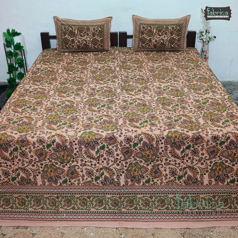 Rajwada Print King Size Pure Cotton King Size Bedsheet