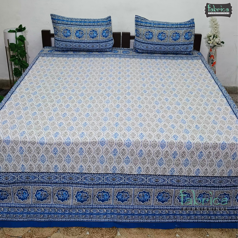 Rajwada Print King Size Pure Cotton King Size Bedsheet