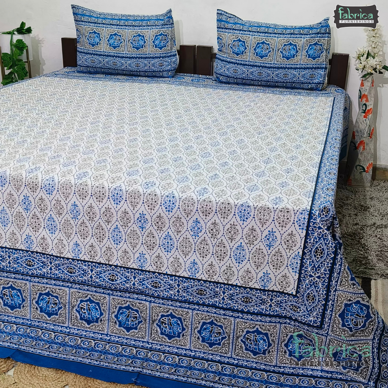Rajwada Print King Size Pure Cotton King Size Bedsheet