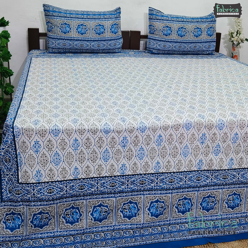 Rajwada Print King Size Pure Cotton King Size Bedsheet