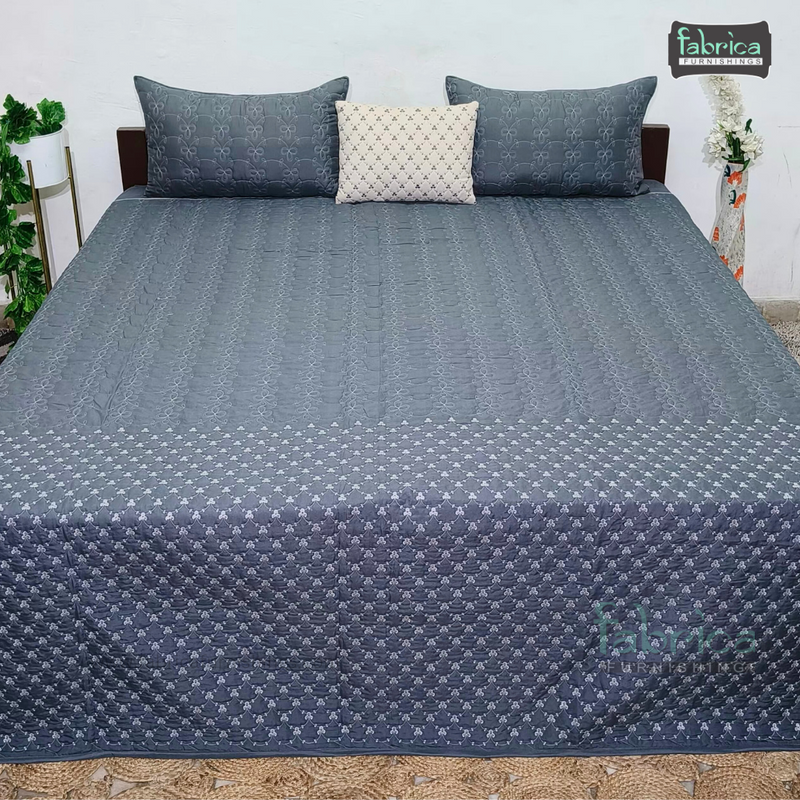 LUXURIOUS 4 PIECE QUILTED EMBROIDERED BEDCOVER