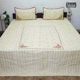 Premium Silk Embroidered King Size Bedcover Set