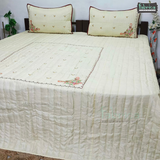 Premium Silk Embroidered King Size Bedcover Set