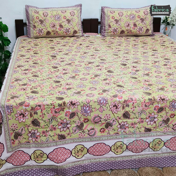 Cultural Petals Printed Pure Cotton Double Bedsheet
