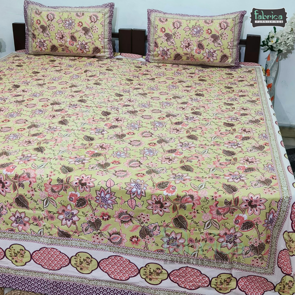 Cultural Petals Printed Pure Cotton Double Bedsheet