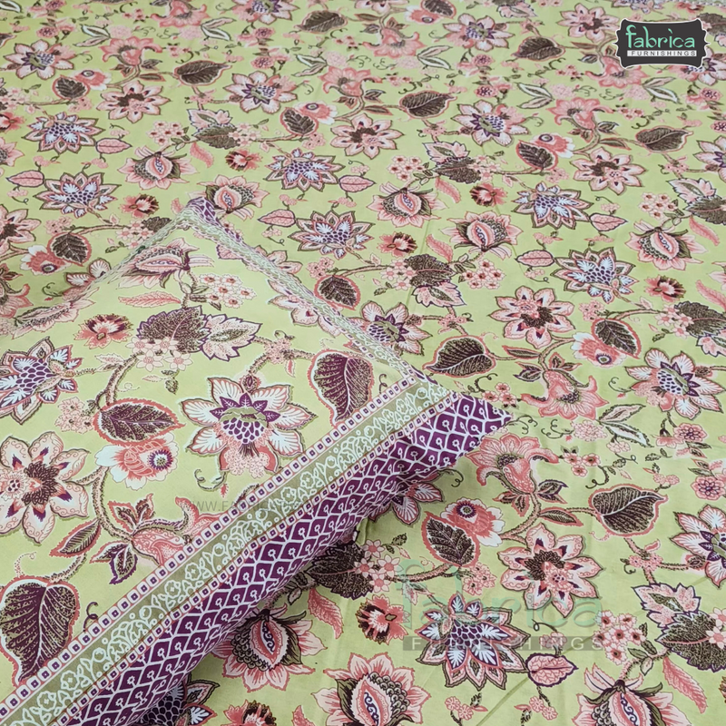 Cultural Petals Printed Pure Cotton Double Bedsheet