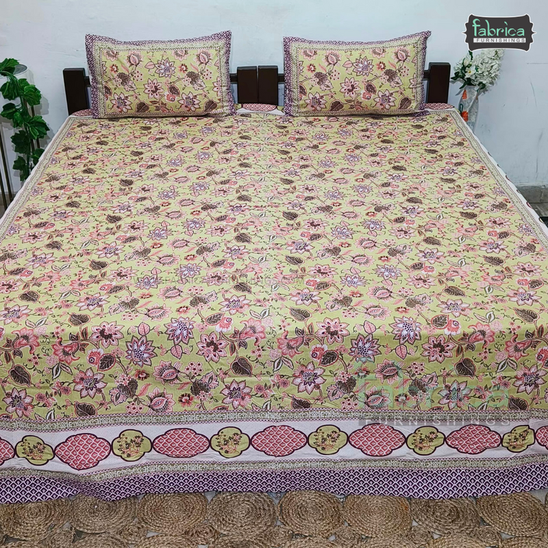 Cultural Petals Printed Pure Cotton Double Bedsheet