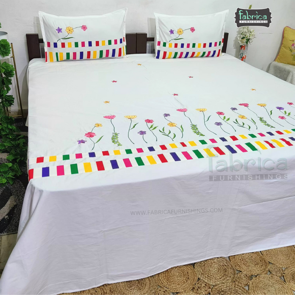 Fabby Home Designer Kingsize Embroider Bedsheet