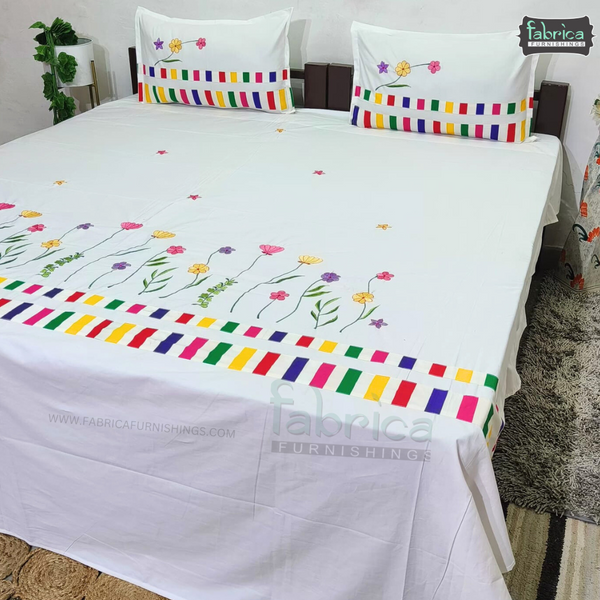 Fabby Home Designer Kingsize Embroider Bedsheet