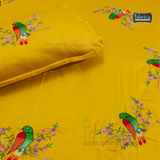 Fabby Parrot Embroider King Size Bed Sheets