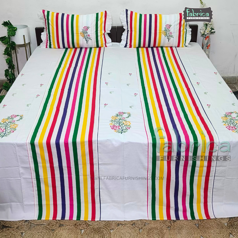 Decor Designer  Mix & Match Embroidered Cotton king Size Bed Sheets