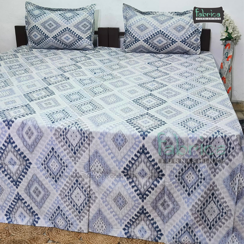 Fabby Decor Designer Print Cotton  King Size Bed Sheets