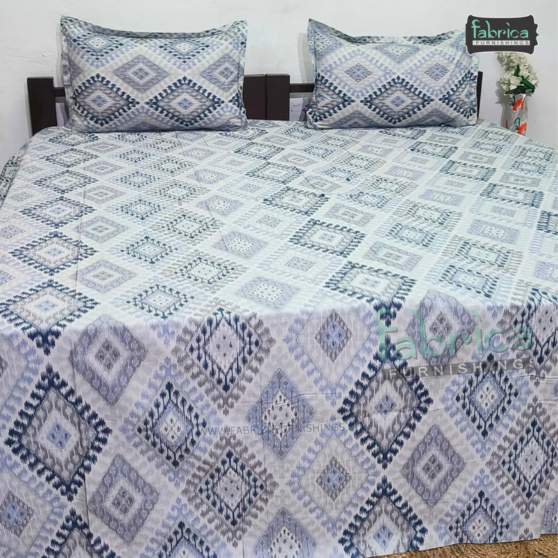 Fabby Decor Designer Print Cotton  King Size Bed Sheets