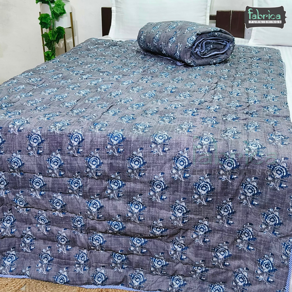 Handblock Printed Single Bed Pair Pure Cotton  Reversible  Quilts