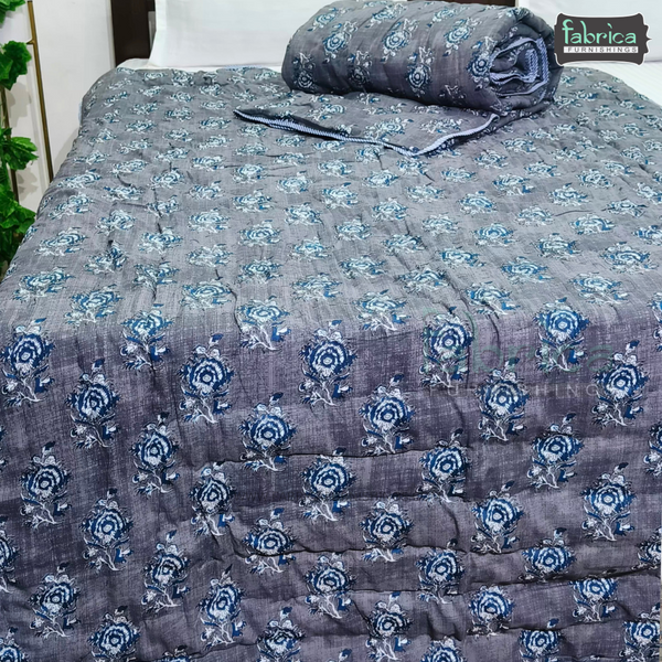 Handblock Printed Single Bed Pair Pure Cotton  Reversible  Quilts