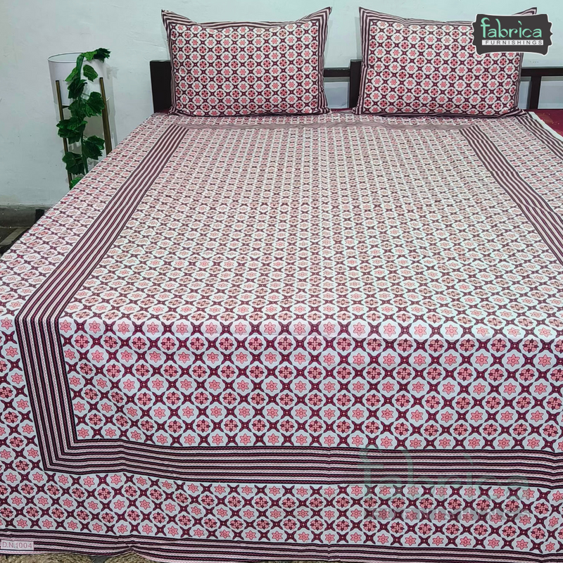 Gulbahar Single bed Pure Cotton Bedsheet with 2 pillow Covers