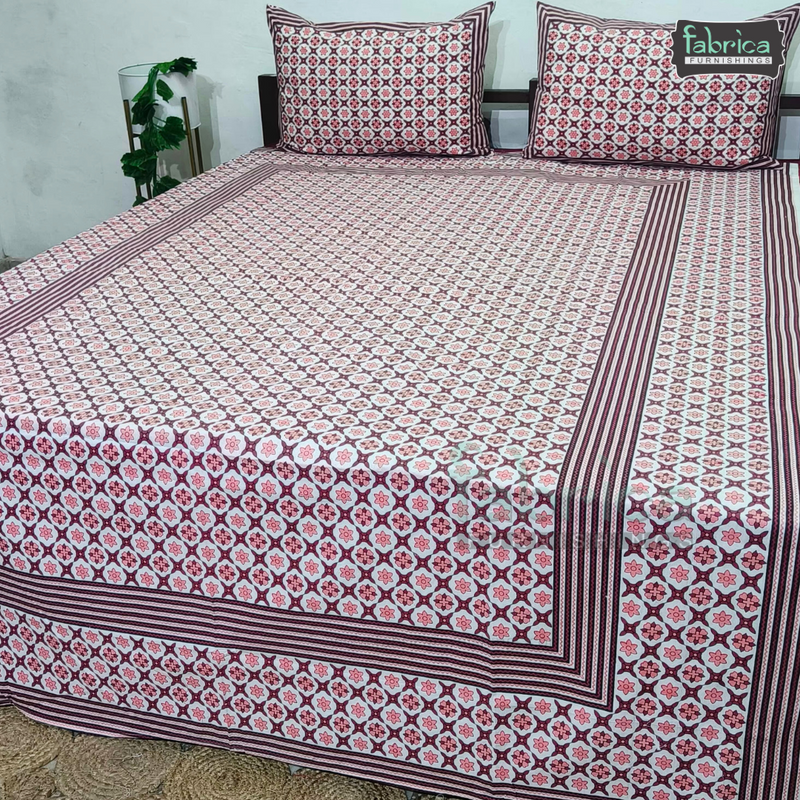 Gulbahar Single bed Pure Cotton Bedsheet with 2 pillow Covers