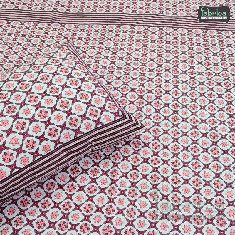 Gulbahar Single bed Pure Cotton Bedsheet with 2 pillow Covers