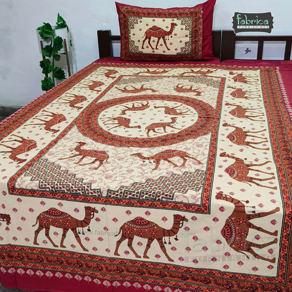 Rangbirangi Printed Single Bed Pure Cotton Bedsheet Set
