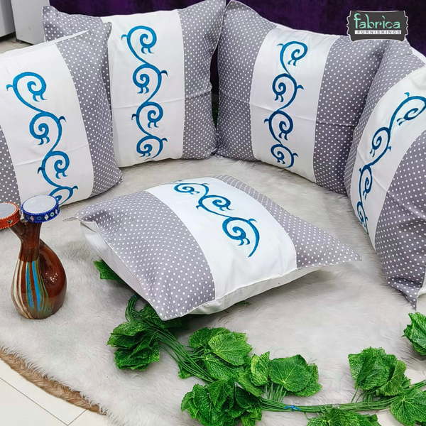 Mix & Match Pure Cotton  Embroidered Cushion Covers (Set of 5 Pcs )