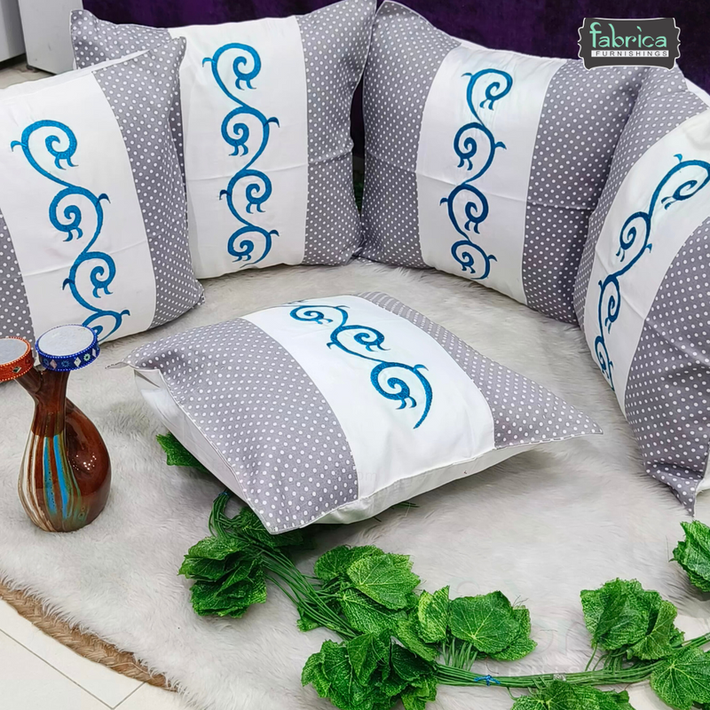 Mix & Match Pure Cotton  Embroidered Cushion Covers (Set of 5 Pcs )