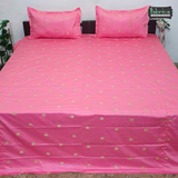 Elephant Motif Foil Work Embroidered King Size Bedsheet