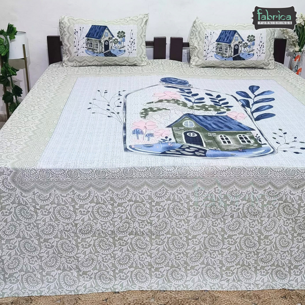 Royal Rajasthani Handblock Print Pure Cotton Double Bed Bed Sheets (90*108 Inch)