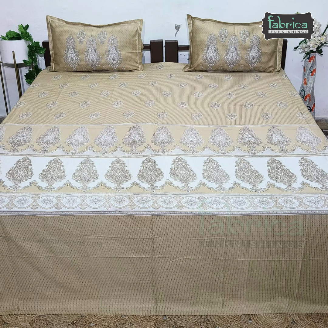 Ethnic Panel  Decor Designer Printed Cotton King Size Bed Sheets