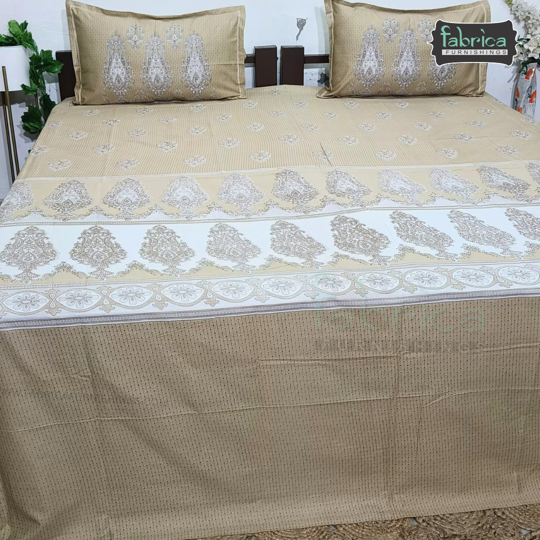 Ethnic Panel  Decor Designer Printed Cotton King Size Bed Sheets
