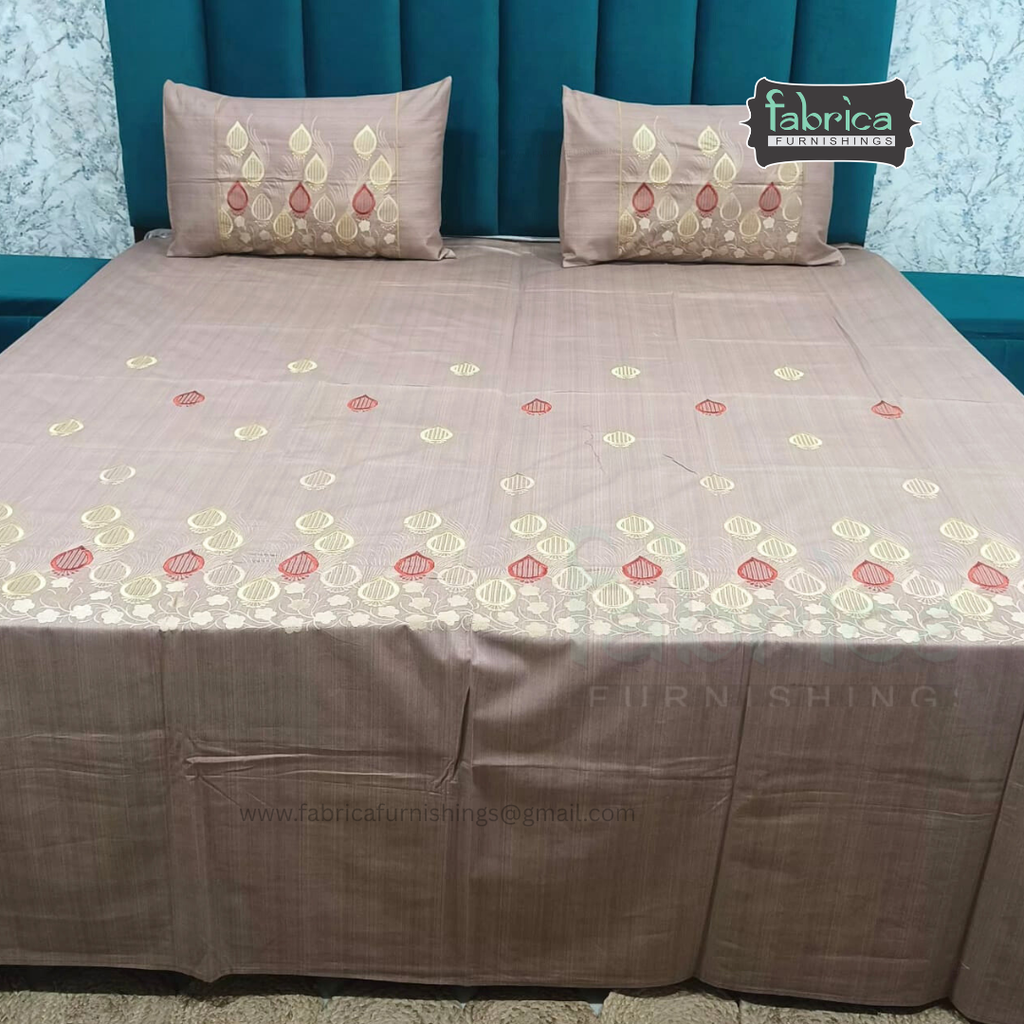Kanak Embroidered Pure Cotton King Size Bedsheet Set