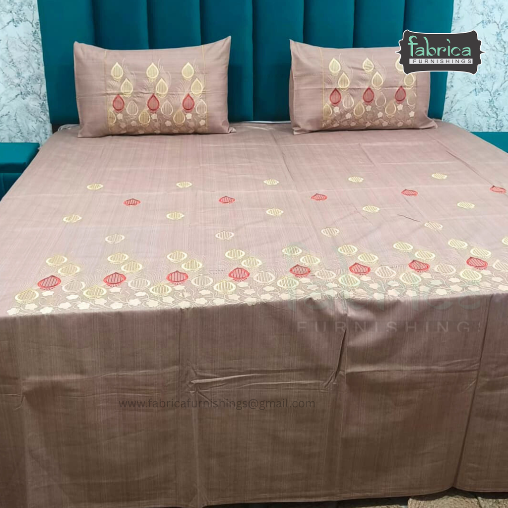 Kanak Embroidered Pure Cotton King Size Bedsheet Set