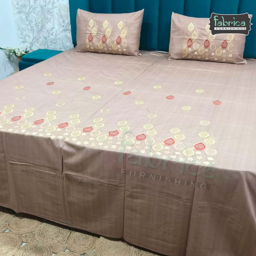 Kanak Embroidered Pure Cotton King Size Bedsheet Set