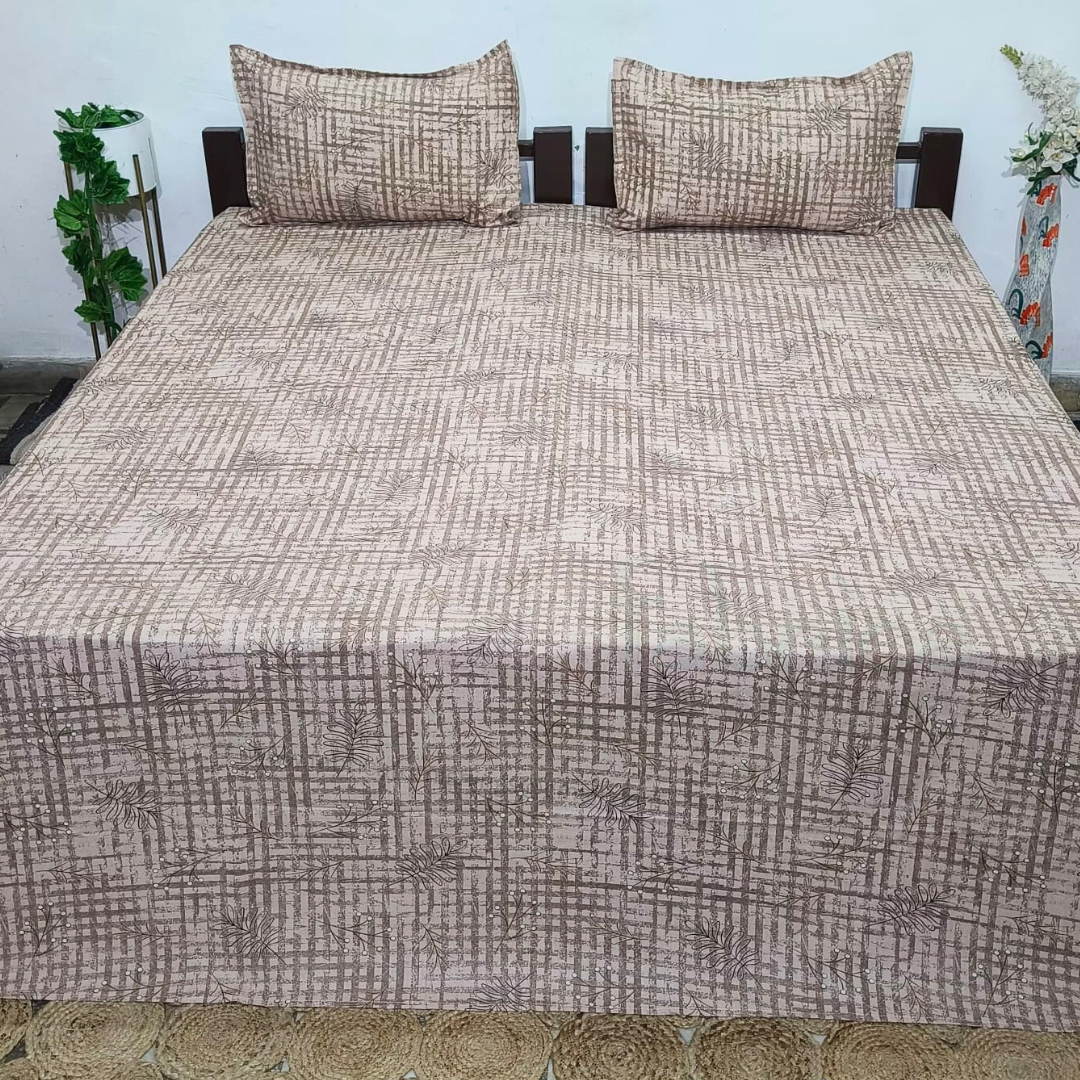 Platinum printed Pure Cotton King Size Bed Sheets