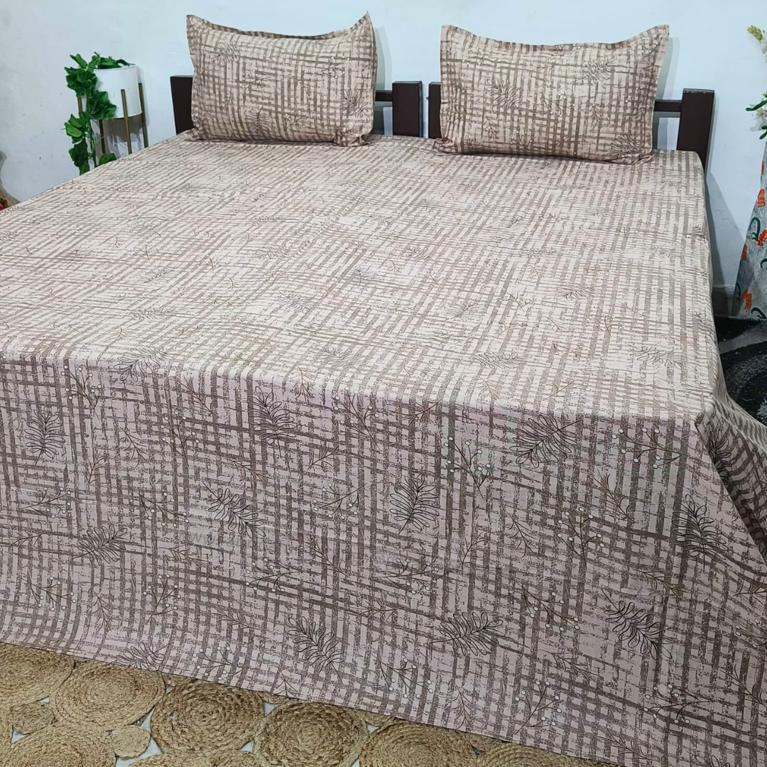 Platinum printed Pure Cotton King Size Bed Sheets