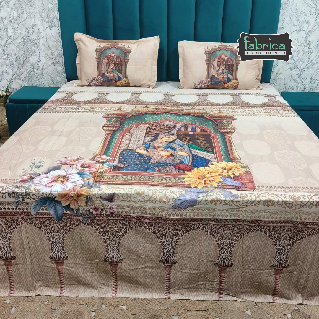 Digital Raga Printed King Size (400 Tc) Pure Cotton Bedsheet