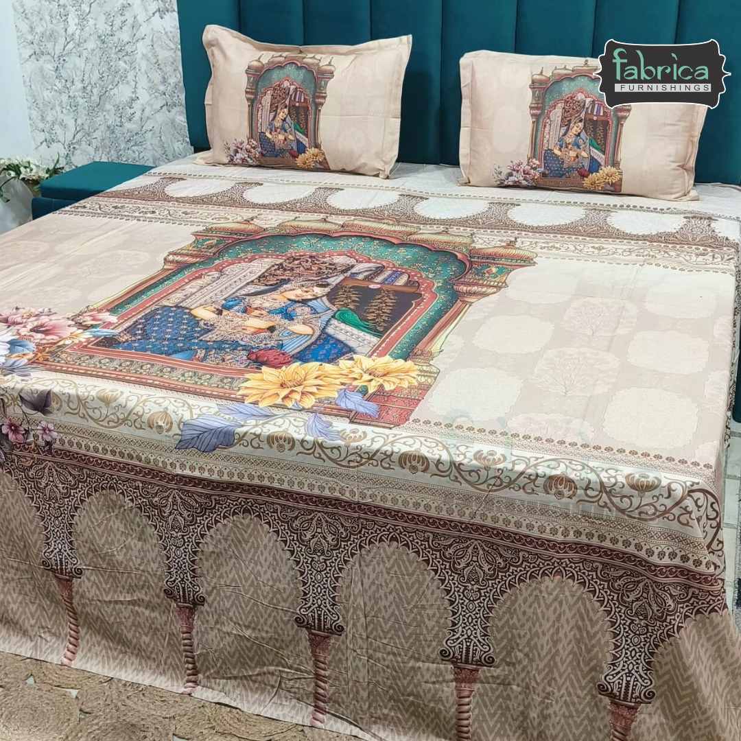 Digital Raga Printed King Size (400 Tc) Pure Cotton Bedsheet