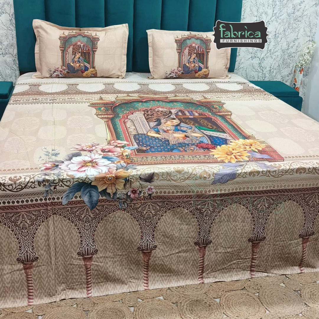 Digital Raga Printed King Size (400 Tc) Pure Cotton Bedsheet