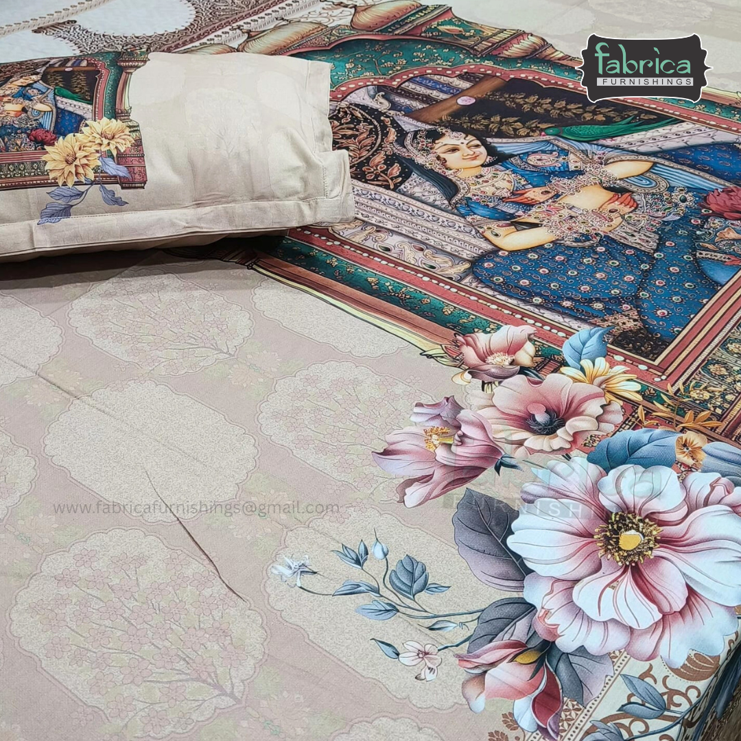 Digital Raga Printed King Size (400 Tc) Pure Cotton Bedsheet