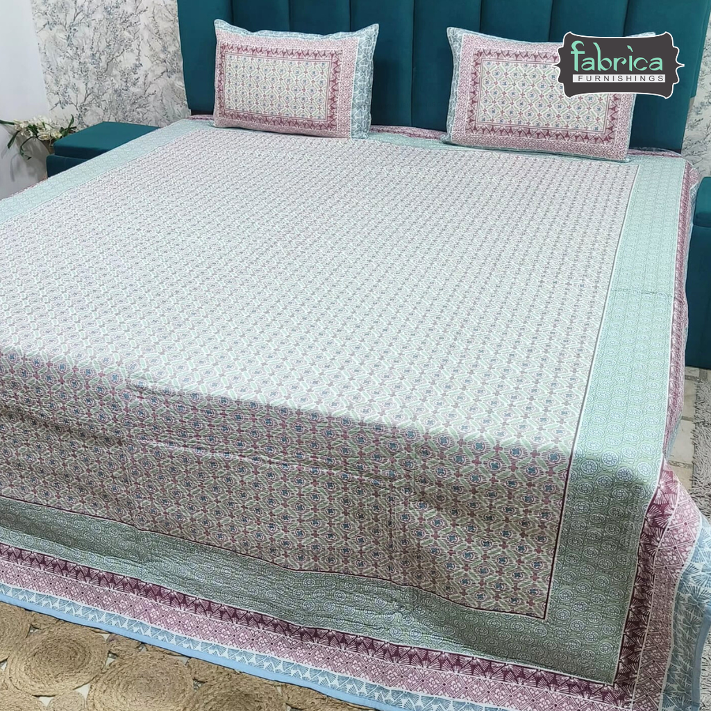 Rajwada Handblock Quilted Reversible Pure Cotton Bedcover
