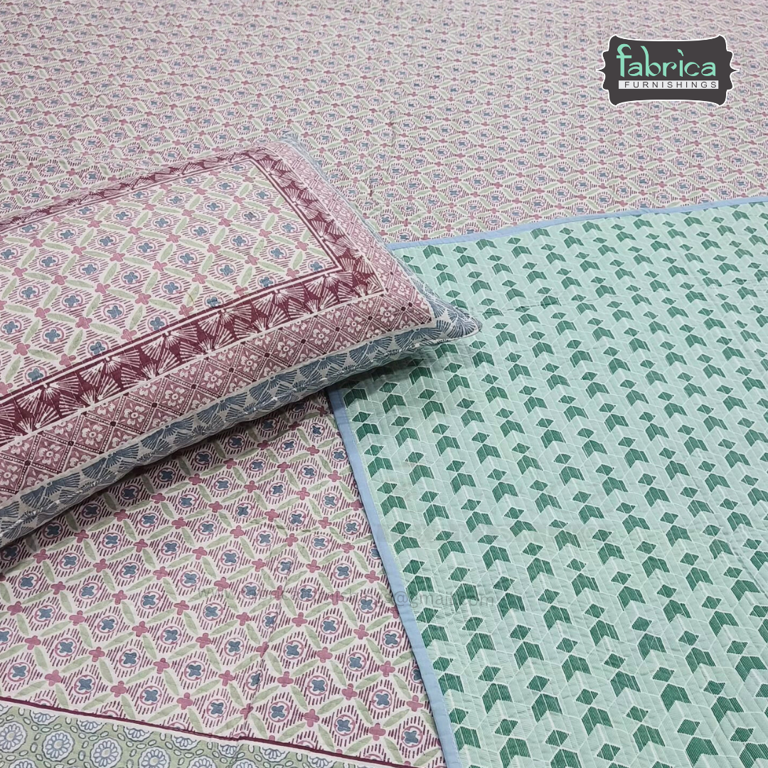 Rajwada Handblock Quilted Reversible Pure Cotton Bedcover