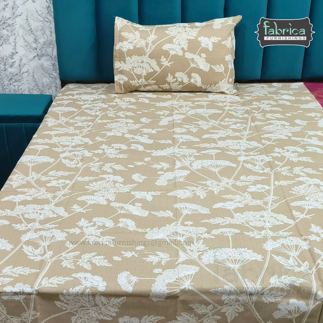 Calm Petals  Printed Pure Cotton Single Bed Sheet