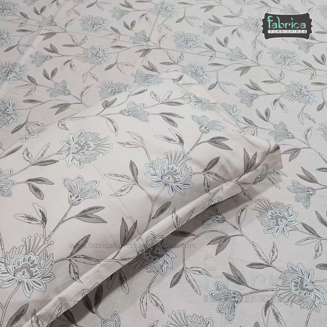 Floral Bliss King Size Pure Cotton Printed Bedsheet Set