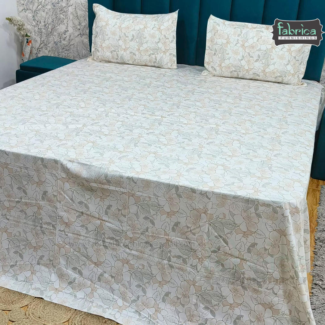 Floral Bliss King Size Pure Cotton Printed Bedsheet Set